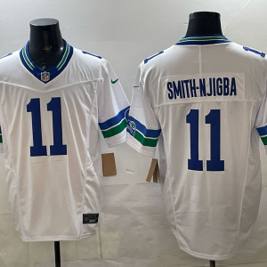Men's Seattle Seahawks #11 Jaxon Smith-Njigba White F.U.S.E. Throwback Vapor Limited Jersey