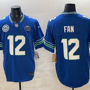 Men's Seattle Seahawks #12 Fan Fan 2025 F.U.S.E. Royal 50th patch Vapor Untouchable Limited Jersey